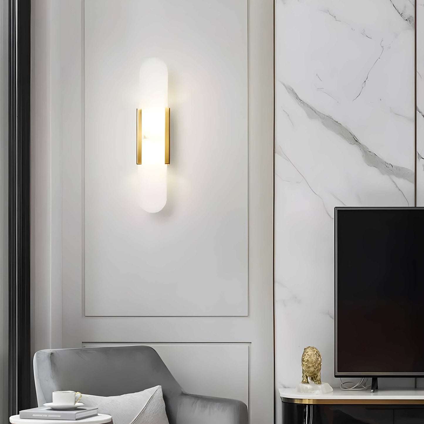 Marble Wall Sconce - Elegant LED Wall Lamp - Modern Lighting Fixture - Image 3