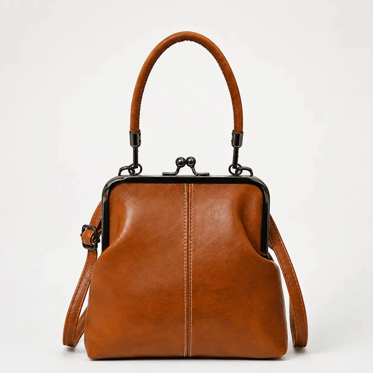 Marenza – Vintage Kiss Lock Crossbody Bag with Top Handle