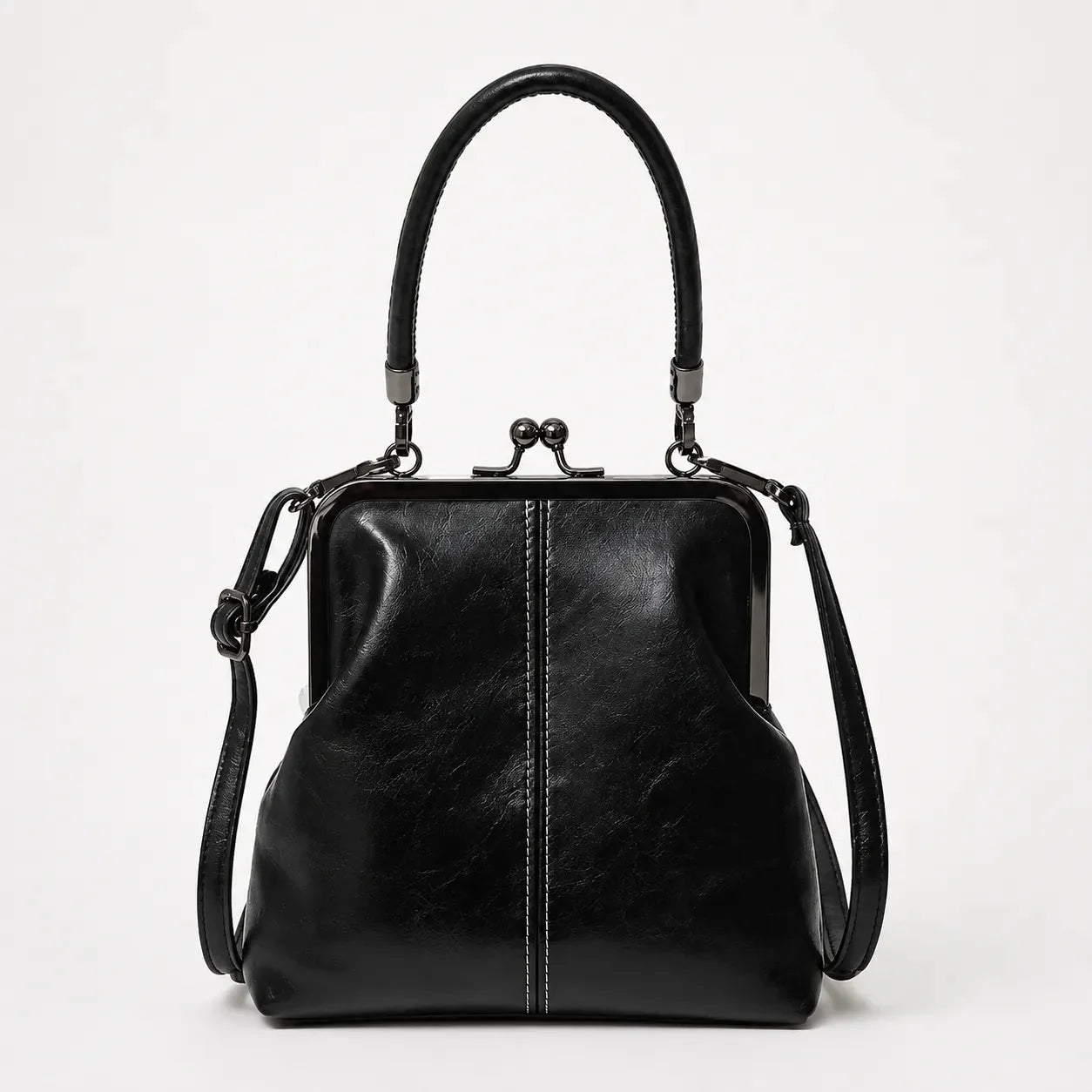 Marenza – Vintage Kiss Lock Crossbody Bag with Top Handle