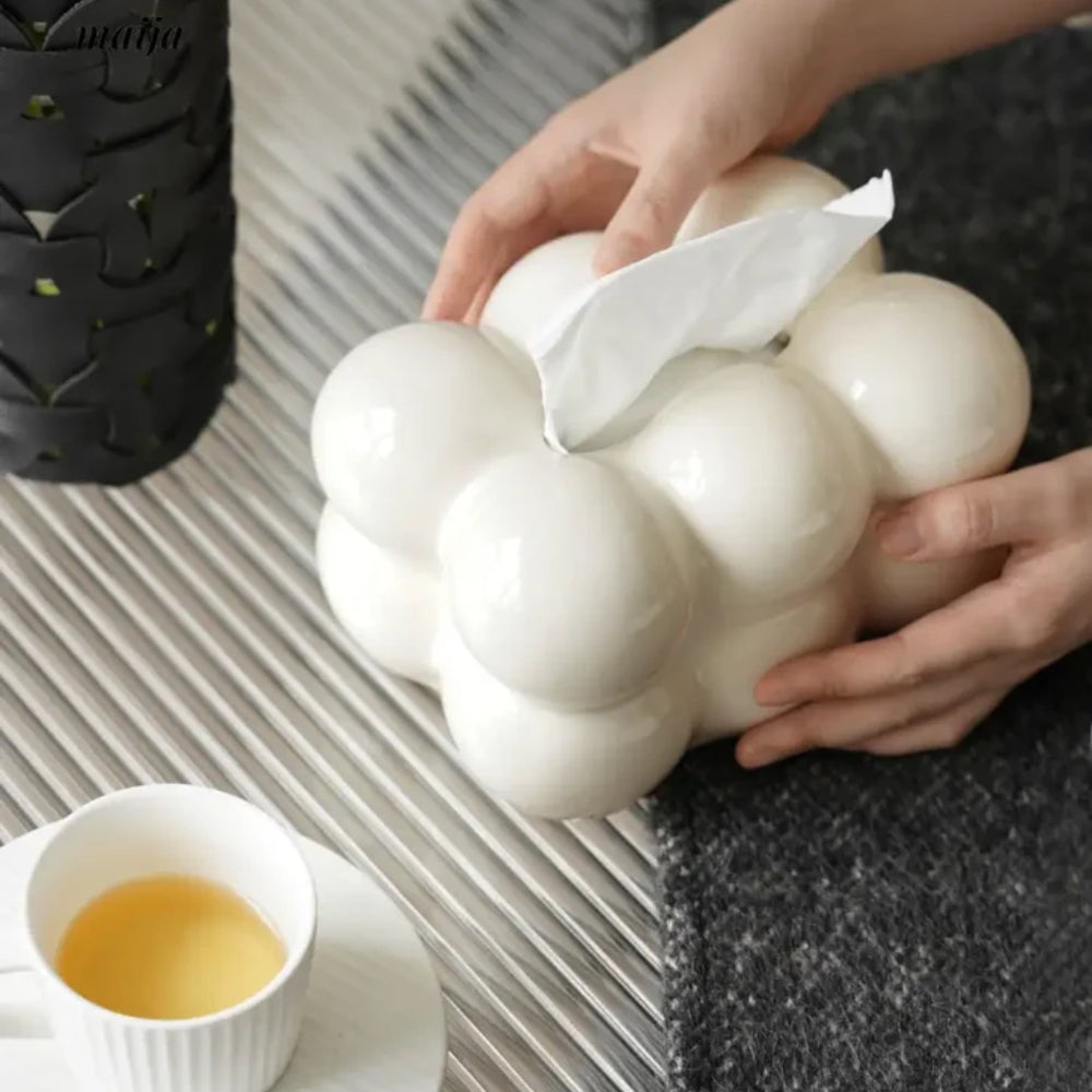 Marshmallow Ceramic Tissue Box - Compact - Novelty Design - Image 5