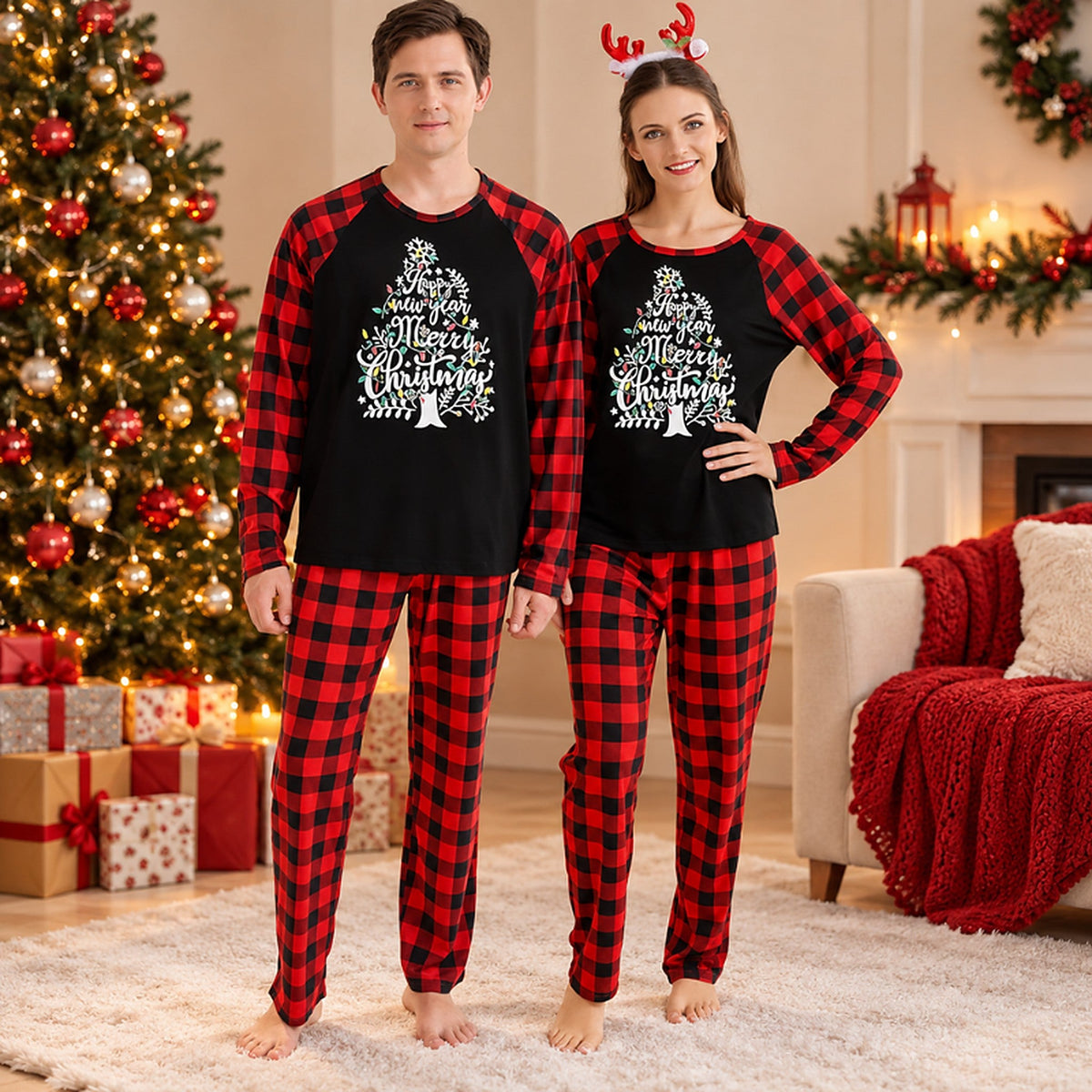 Matching Christmas Pajamas - Plaid Pajama Set for Couples