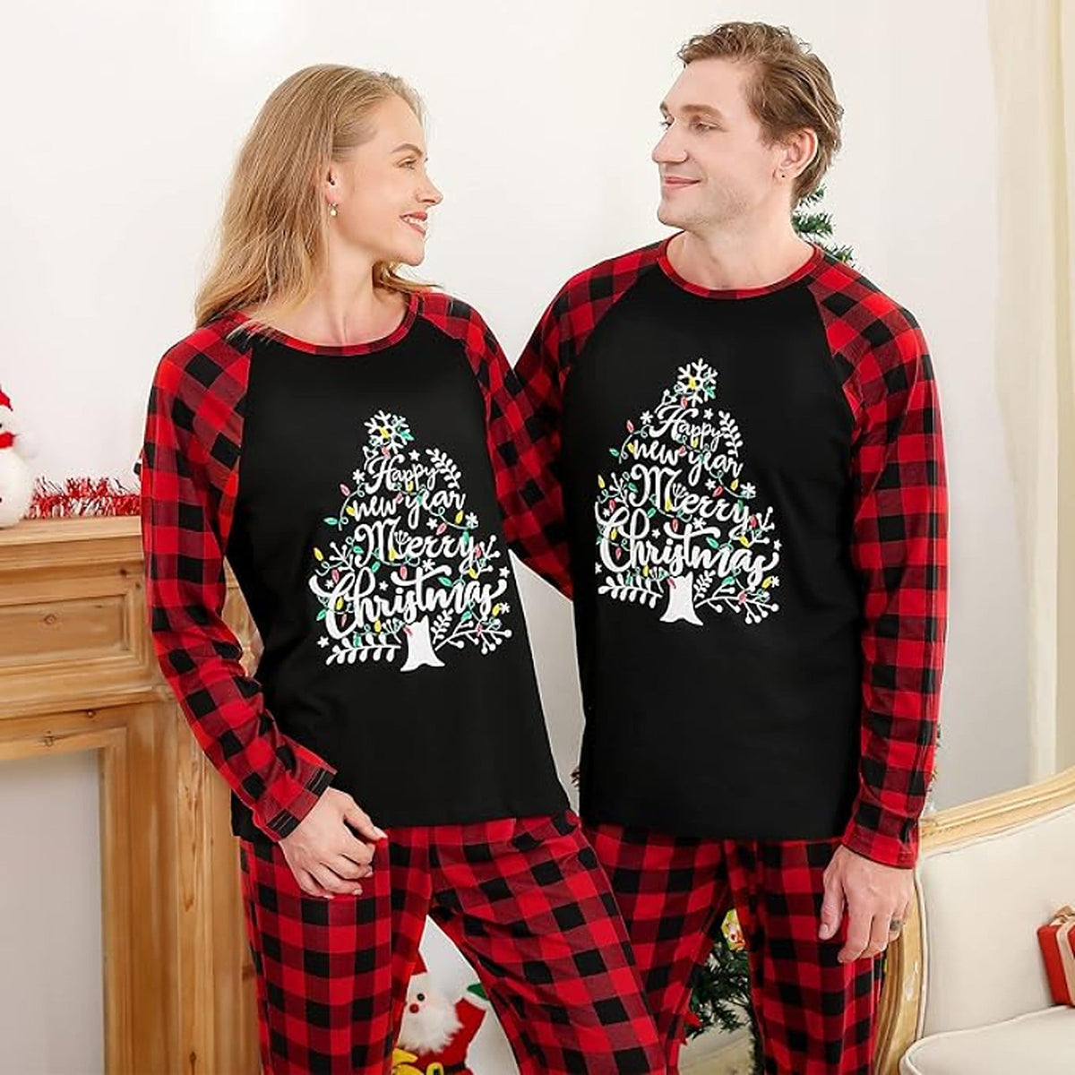 Matching Christmas Pajamas - Plaid Pajama Set for Couples
