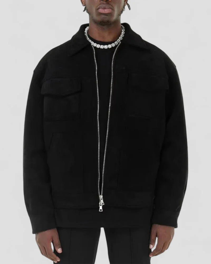 Men's Casual Jacket with Zipper and Pockets