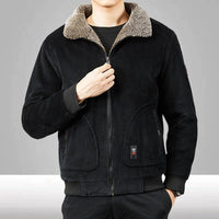 Men's Casual Loose-Fit Textured Bomber Jacket with Sherpa Lining and Zip Front