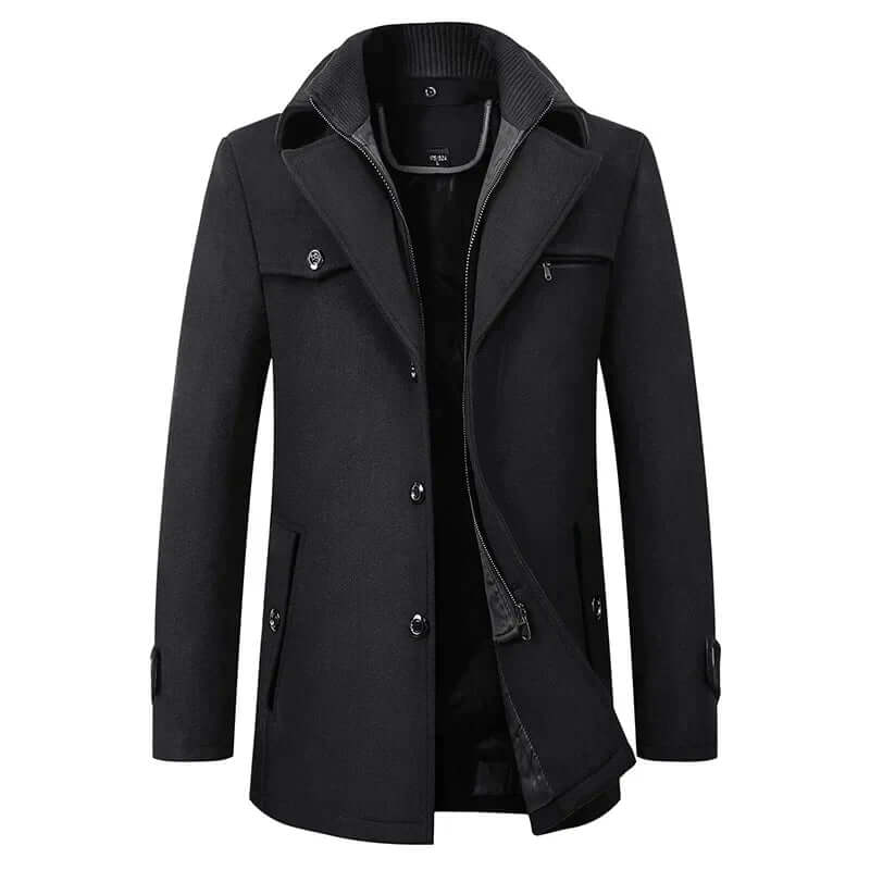Men's Double-Breasted Coat, Windproof and Warm-Lined