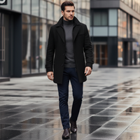 Men's Double-Breasted Coat, Windproof and Warm-Lined
