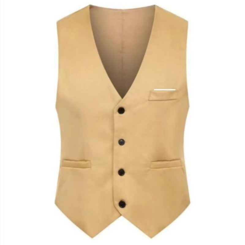 Men's Elegant Satin V-Neck Waistcoat and Slim-Fit Suit Trousers Set