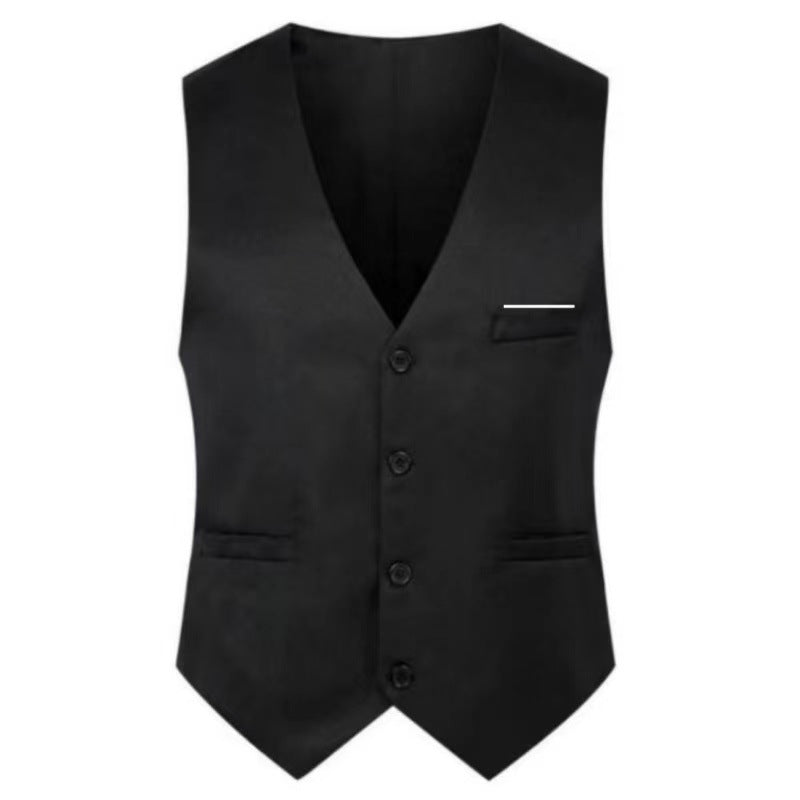Men's Elegant Satin V-Neck Waistcoat and Slim-Fit Suit Trousers Set