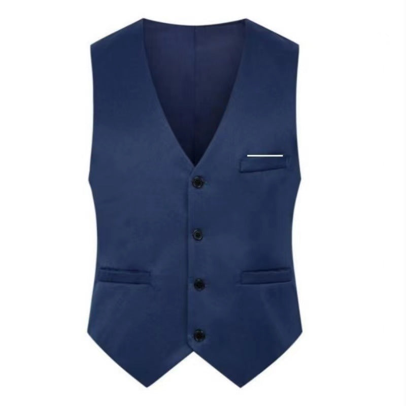 Men's Elegant Satin V-Neck Waistcoat and Slim-Fit Suit Trousers Set