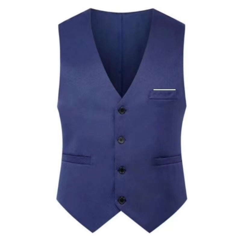 Men's Elegant Satin V-Neck Waistcoat and Slim-Fit Suit Trousers Set