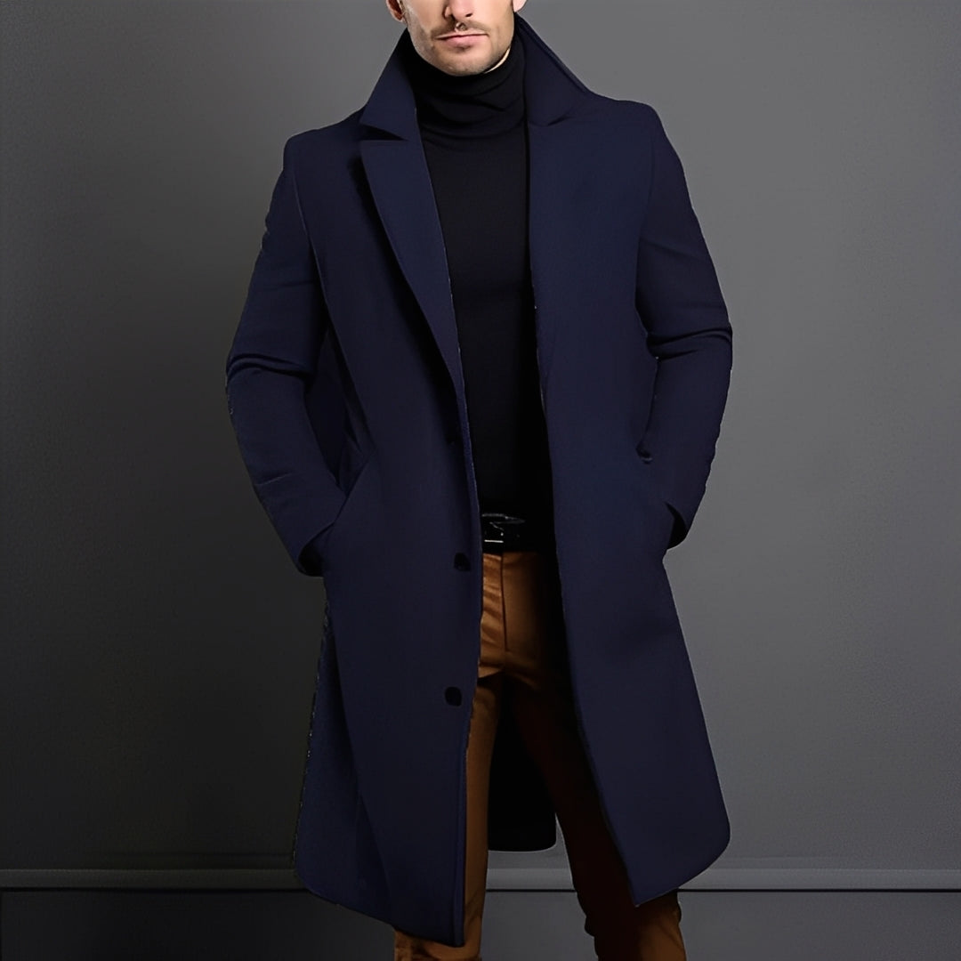 Men's Elegant Wool Trench Coat
