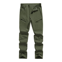 Men's Ergonomic Stretch Trekking Pants with Concealed Zipper Pockets and Articulated Knees