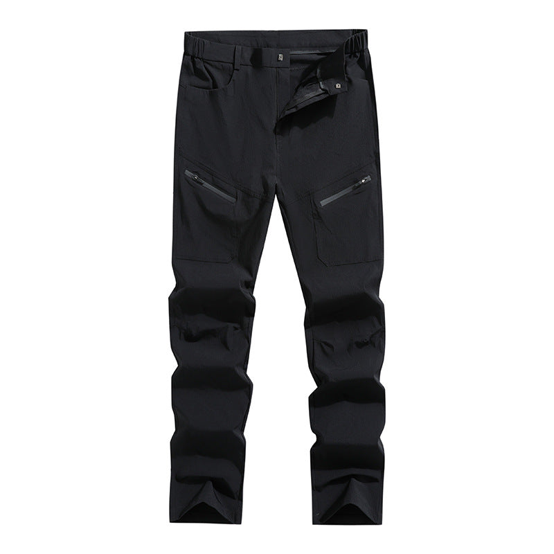 Men's Ergonomic Stretch Trekking Pants with Concealed Zipper Pockets and Articulated Knees