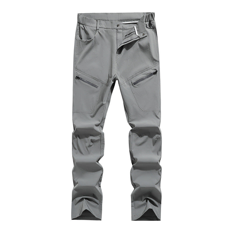 Men's Ergonomic Stretch Trekking Pants with Concealed Zipper Pockets and Articulated Knees