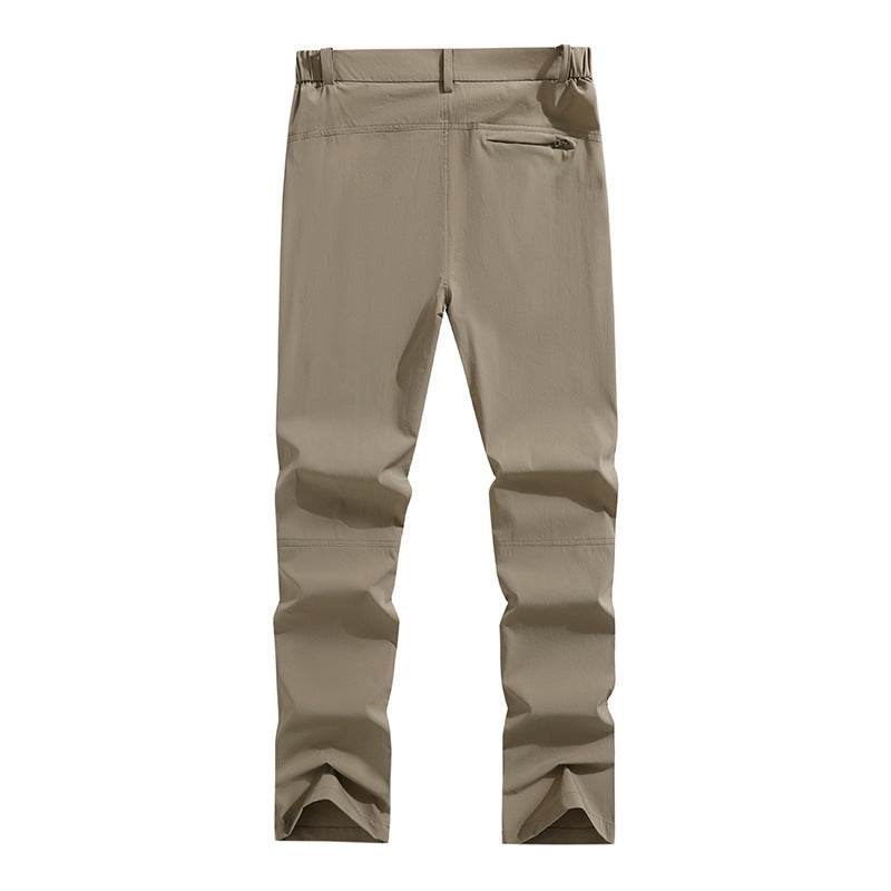 Men's Ergonomic Stretch Trekking Pants with Concealed Zipper Pockets and Articulated Knees