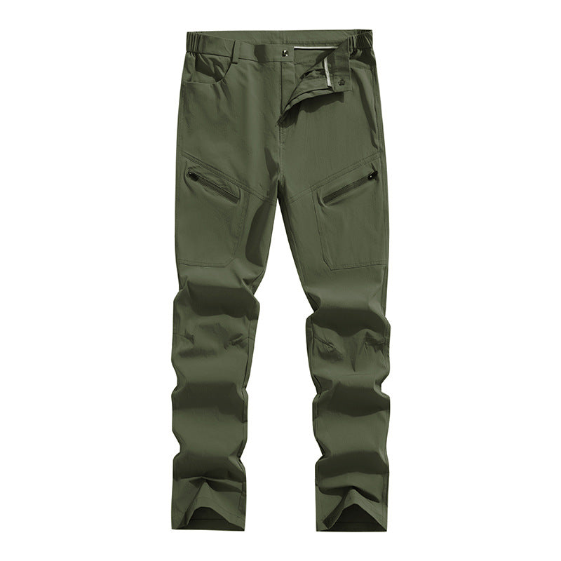 Men's Ergonomic Stretch Trekking Pants with Concealed Zipper Pockets and Articulated Knees