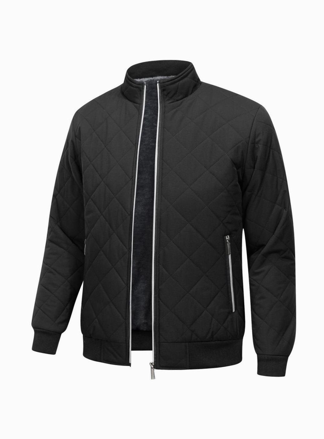 Men's Fleece-Lined Quilted Full-Zip Bomber Jacket