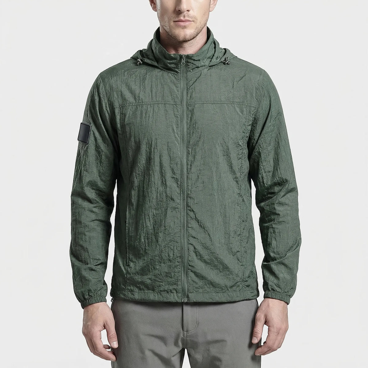 Men's Lightweight Hooded Tactical Windbreaker Jacket