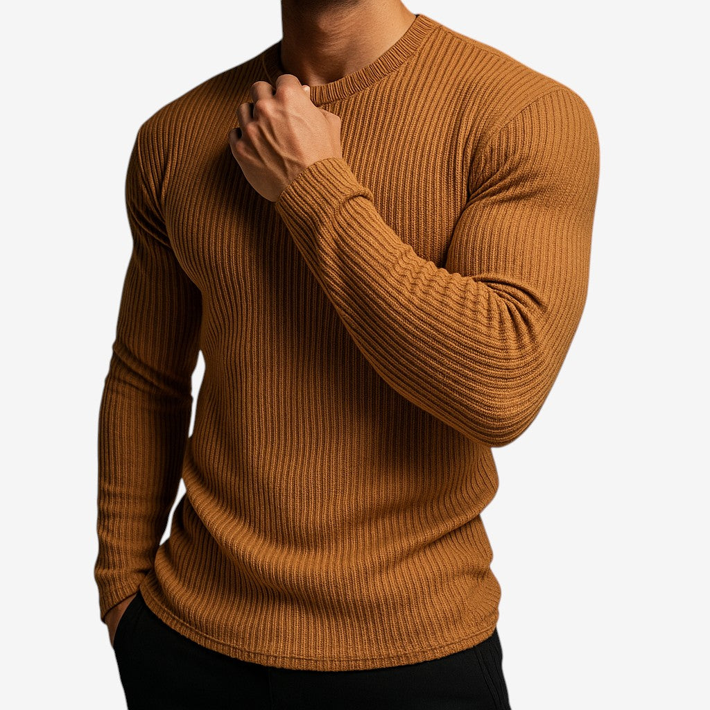Men's Long Sleeve Crewneck Striped Sweater