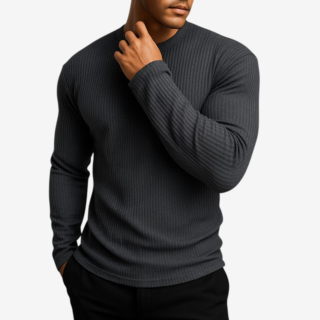 Men's Long Sleeve Crewneck Striped Sweater