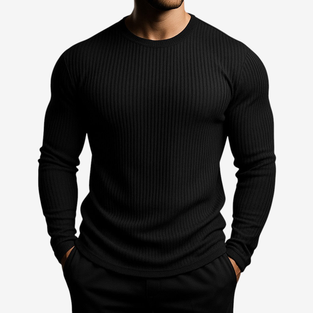 Men's Long Sleeve Crewneck Striped Sweater