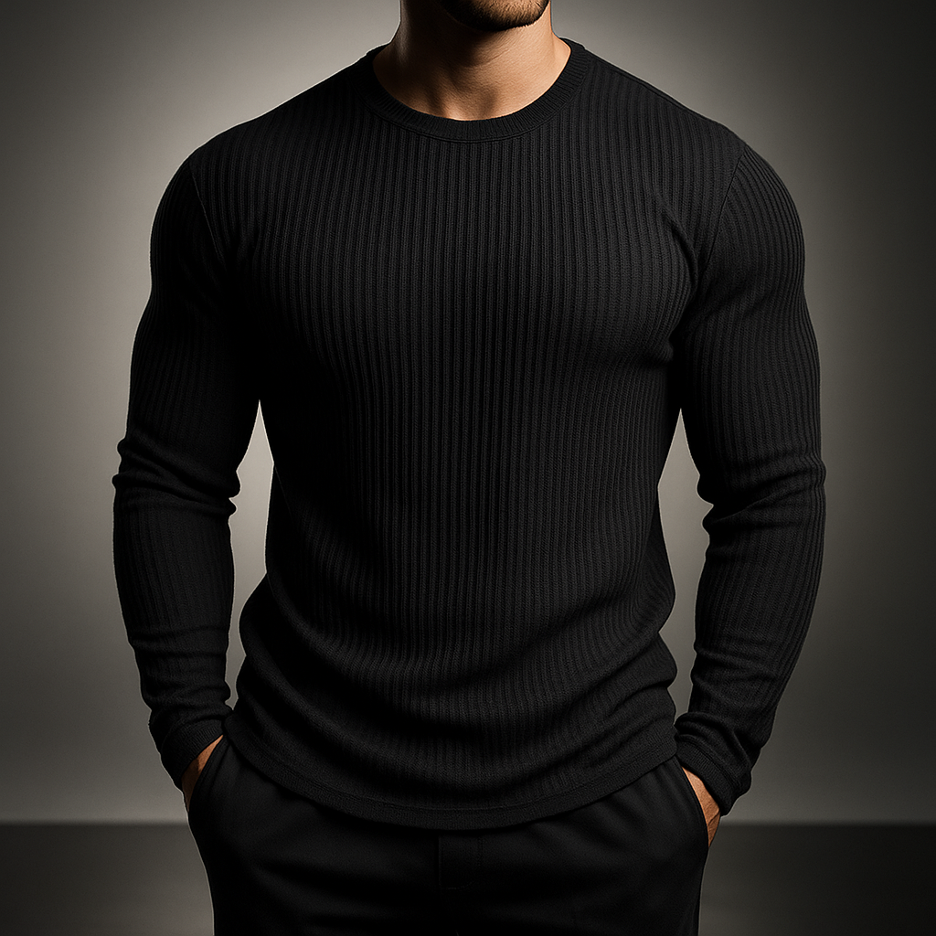 Men's Long Sleeve Crewneck Striped Sweater