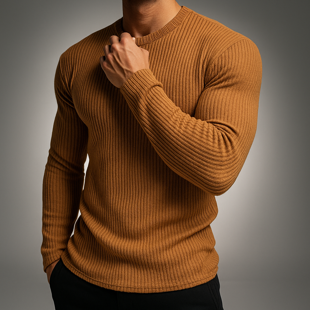 Men's Long Sleeve Crewneck Striped Sweater