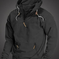 Men's Long-Sleeve Half-Zip Drawstring Hooded Sweatshirt