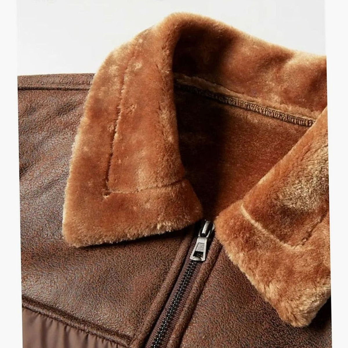 Men's Quilted Faux-Leather Insulated Winter Jacket with Sherpa Collar