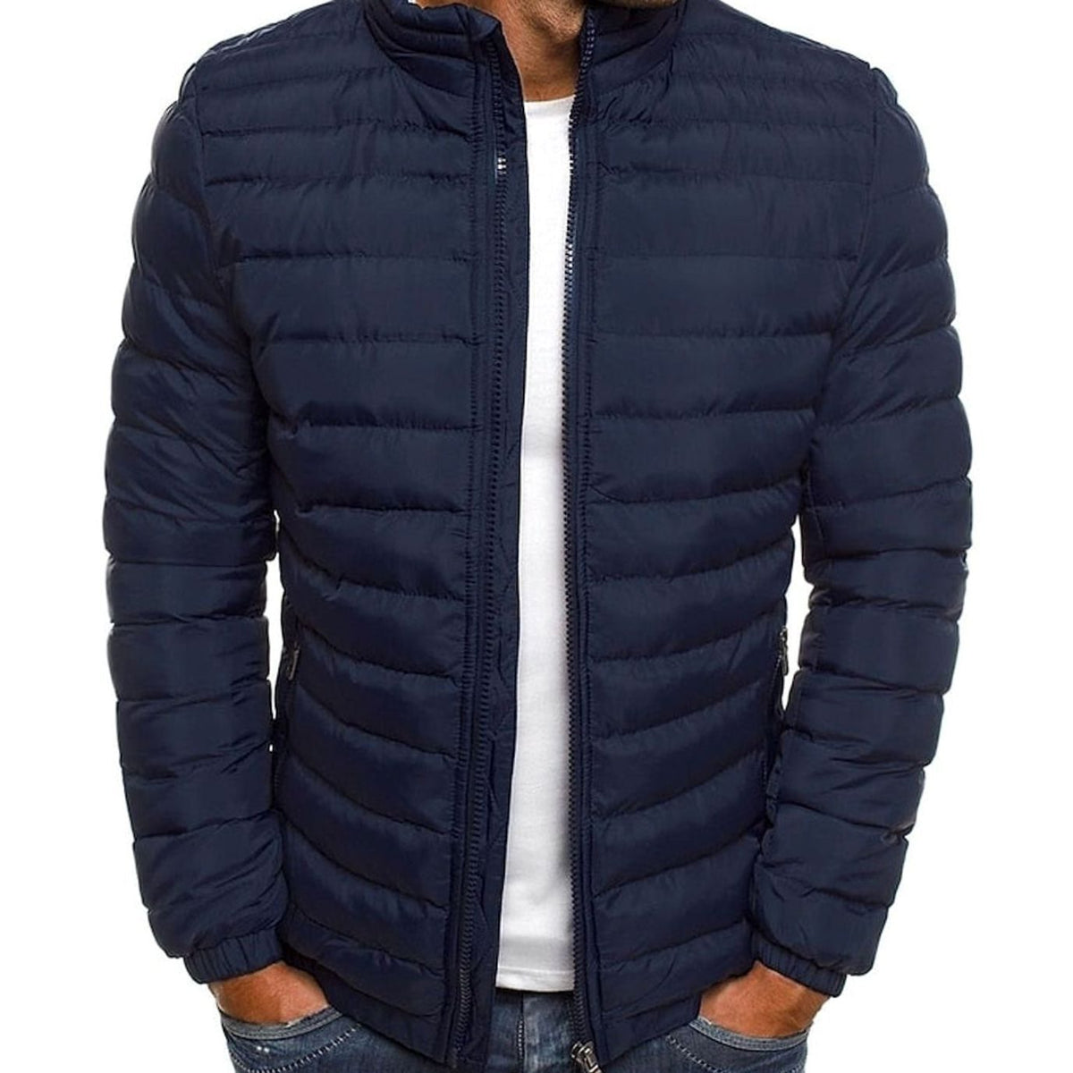 Men's Quilted Lightweight Stand-Collar Puffer Jacket