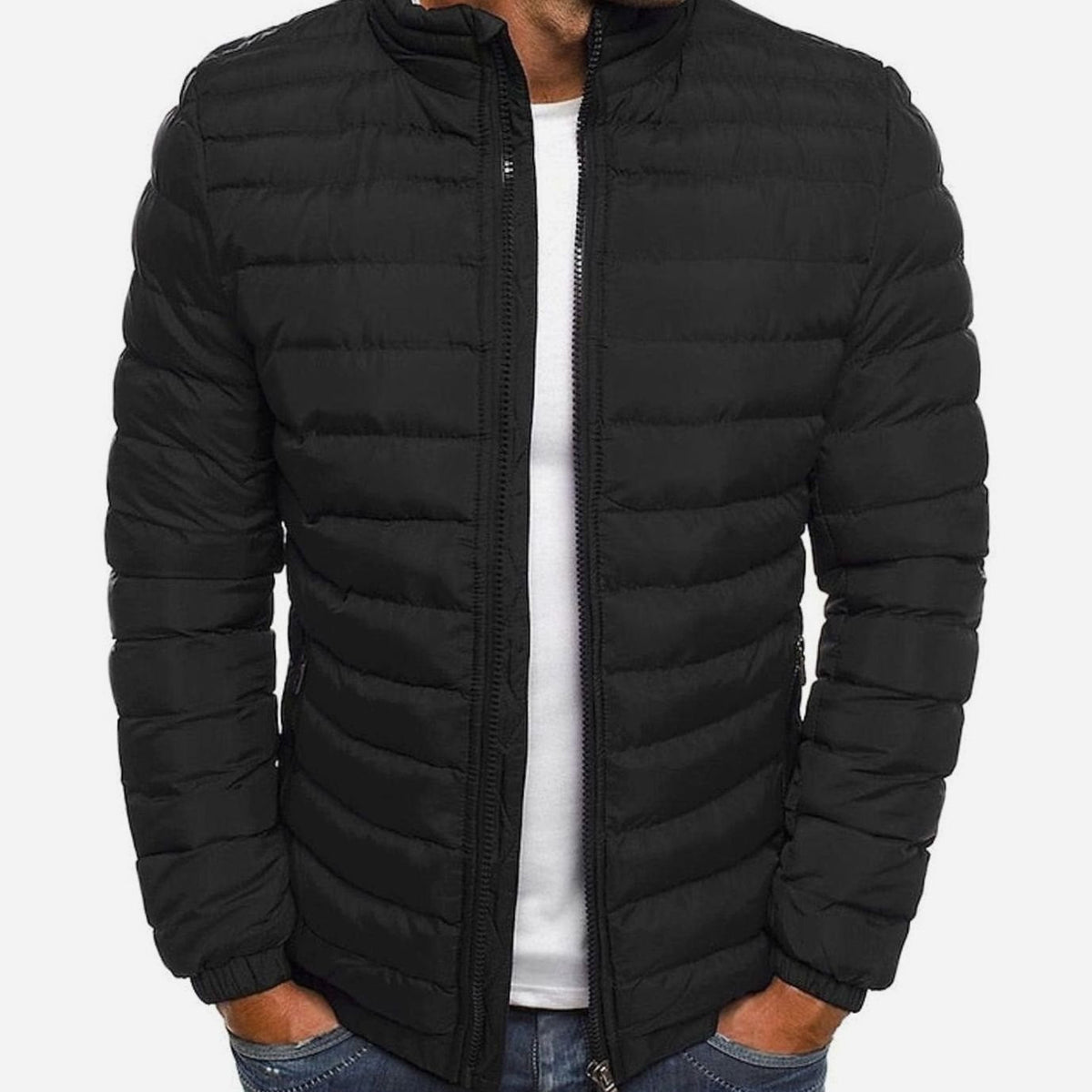 Men's Quilted Lightweight Stand-Collar Puffer Jacket