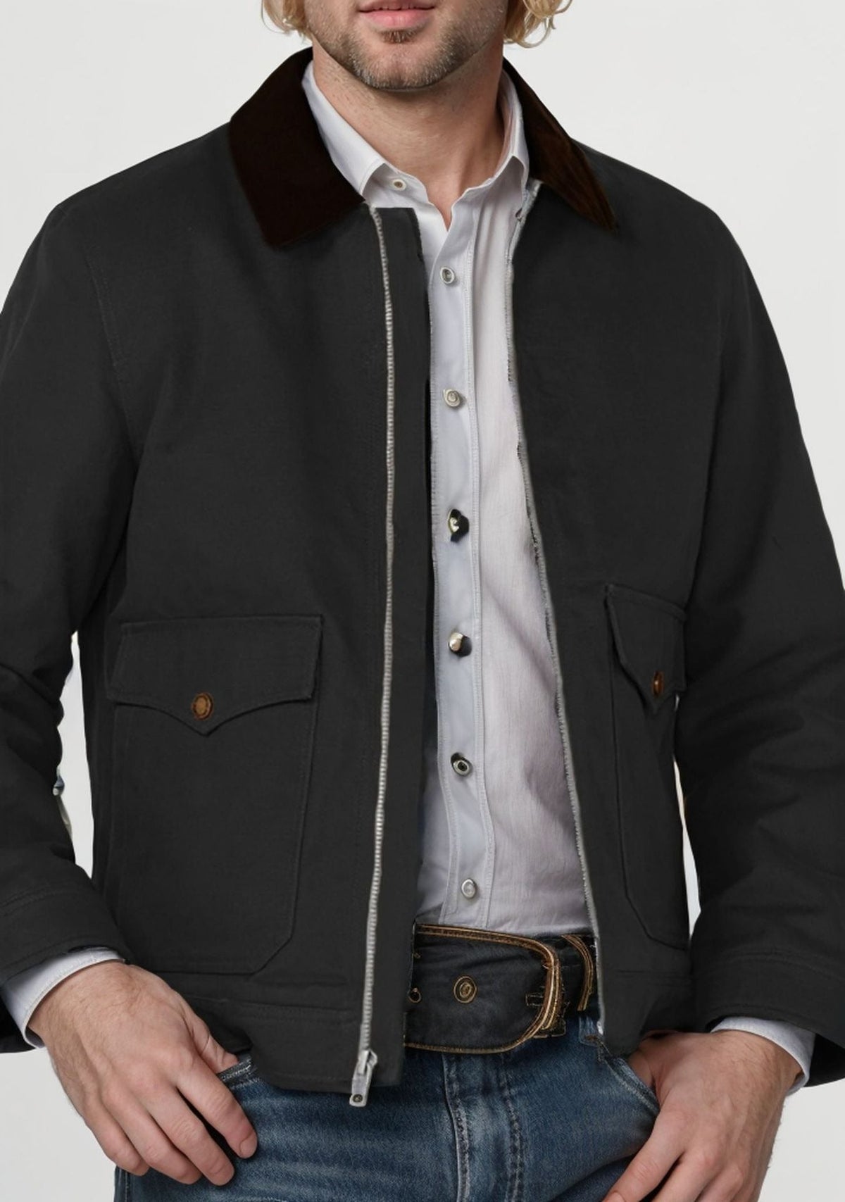 Men's Regular Fit Zip-Front Smart Casual Jacket with Flap Pockets