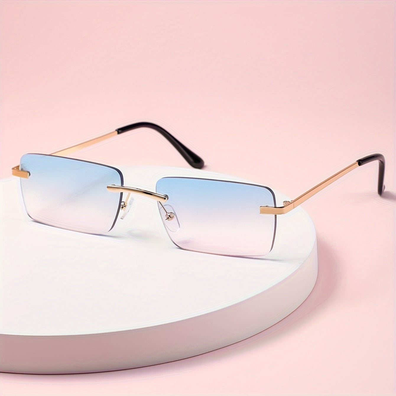 Men's Rimless Sunglasses with UV Protection and Lightweight Metal Frame