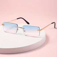Men's Rimless Sunglasses with UV Protection and Lightweight Metal Frame