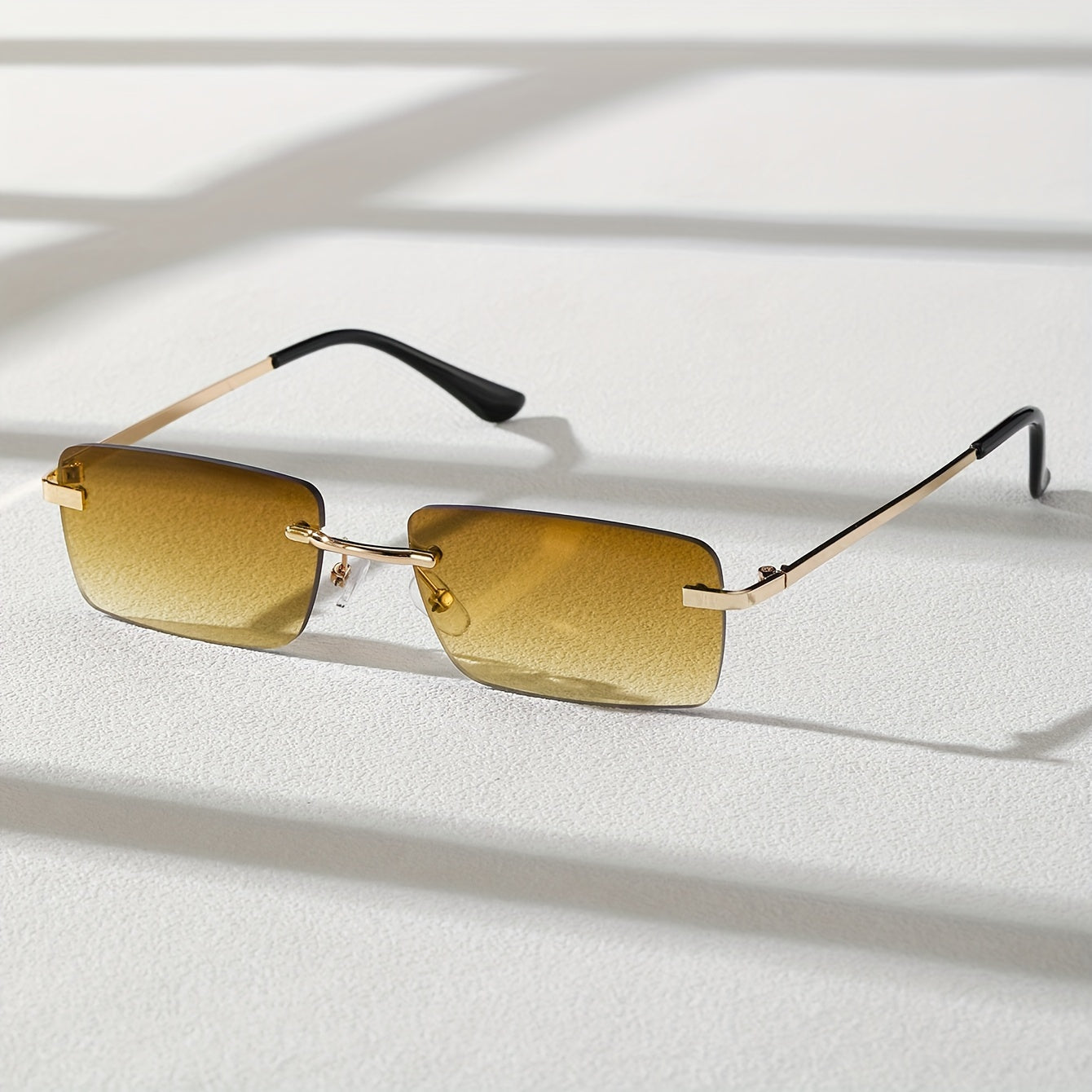 Men's Rimless Sunglasses with UV Protection and Lightweight Metal Frame