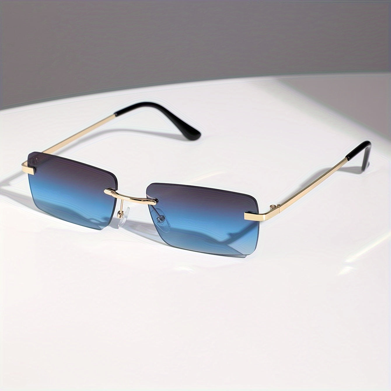 Men's Rimless Sunglasses with UV Protection and Lightweight Metal Frame