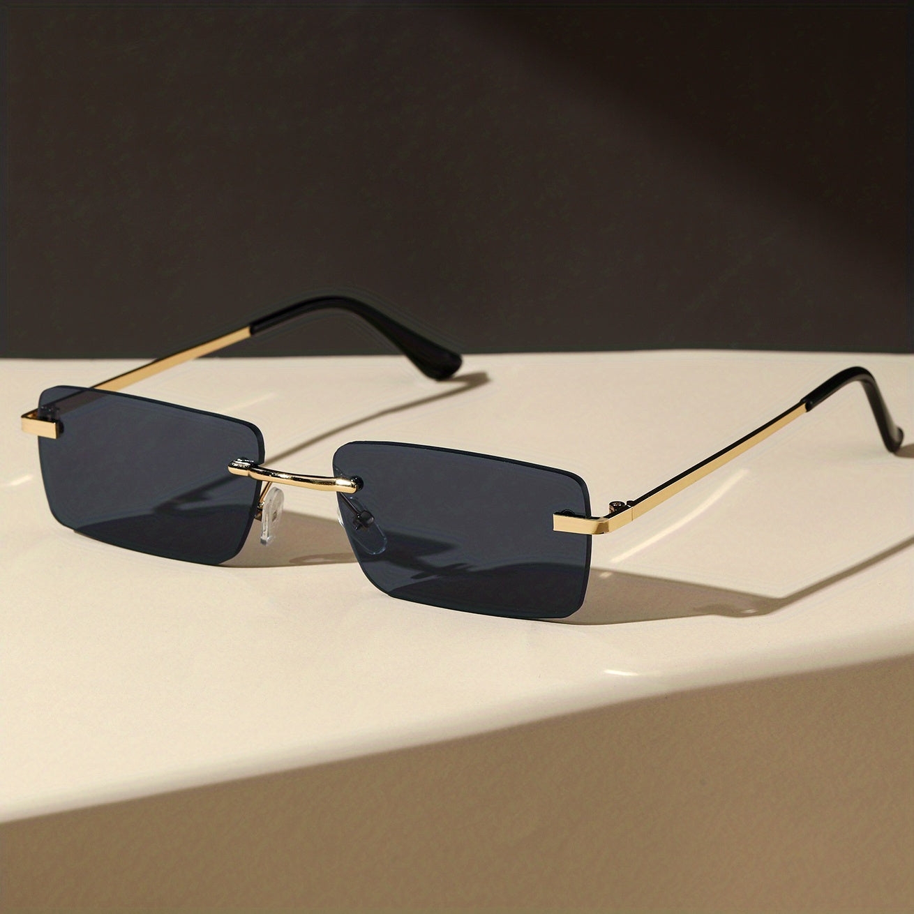 Men's Rimless Sunglasses with UV Protection and Lightweight Metal Frame