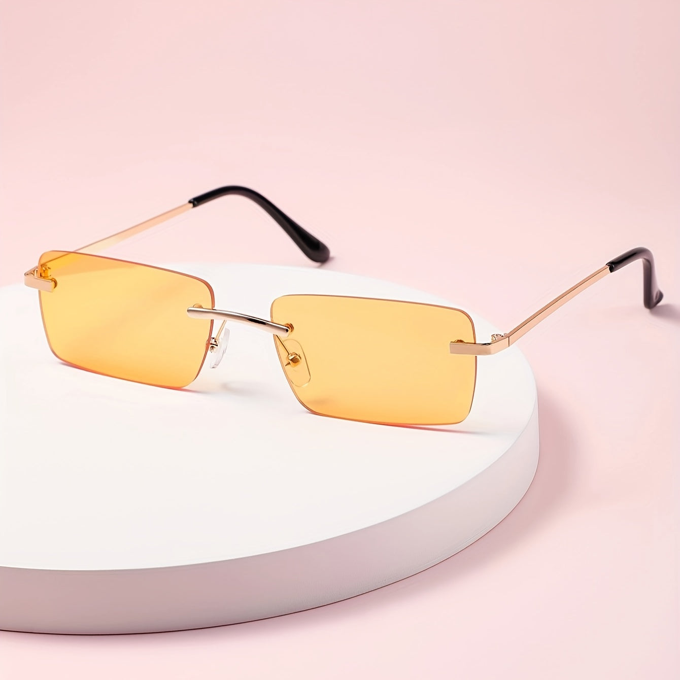 Men's Rimless Sunglasses with UV Protection and Lightweight Metal Frame