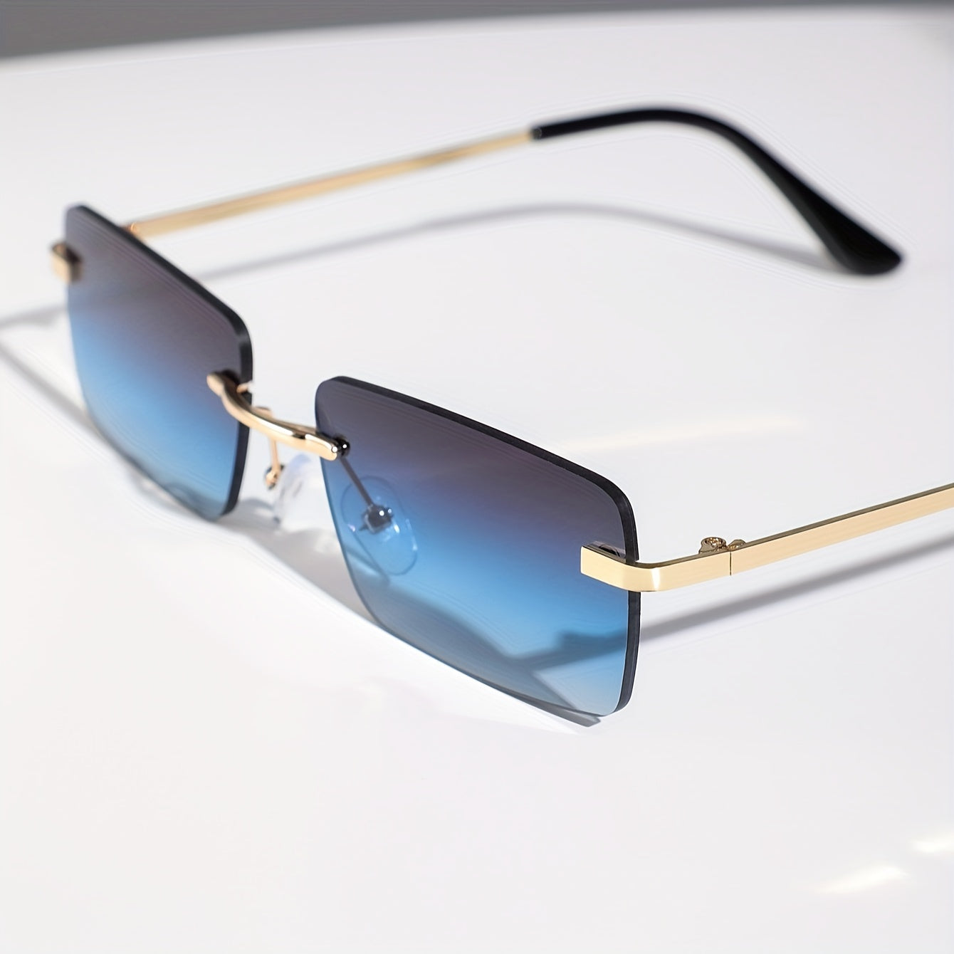 Men's Rimless Sunglasses with UV Protection and Lightweight Metal Frame