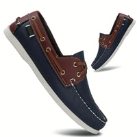 Men's Round Toe Boat Shoes with Lace Details