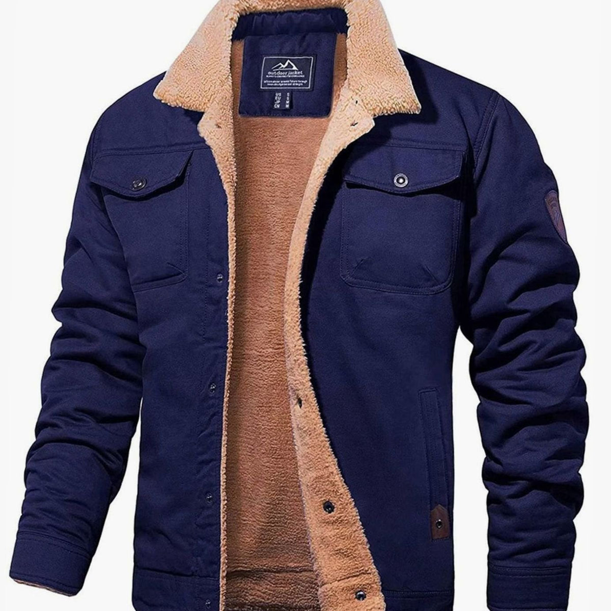 Men's Sherpa-Lined Fleece Collar Winter Jacket