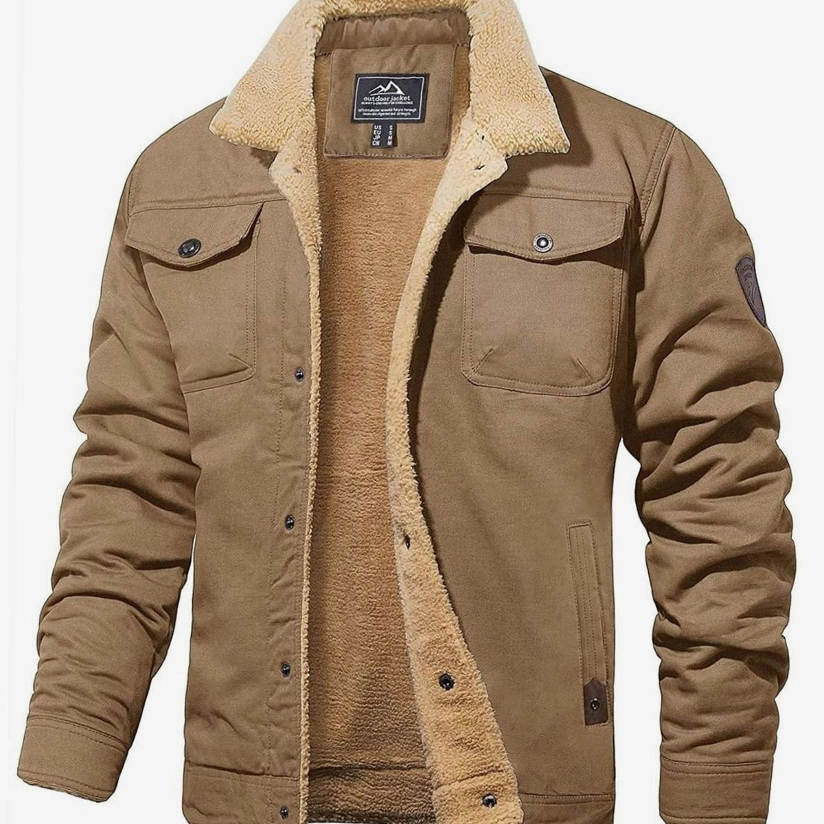 Men's Sherpa-Lined Fleece Collar Winter Jacket