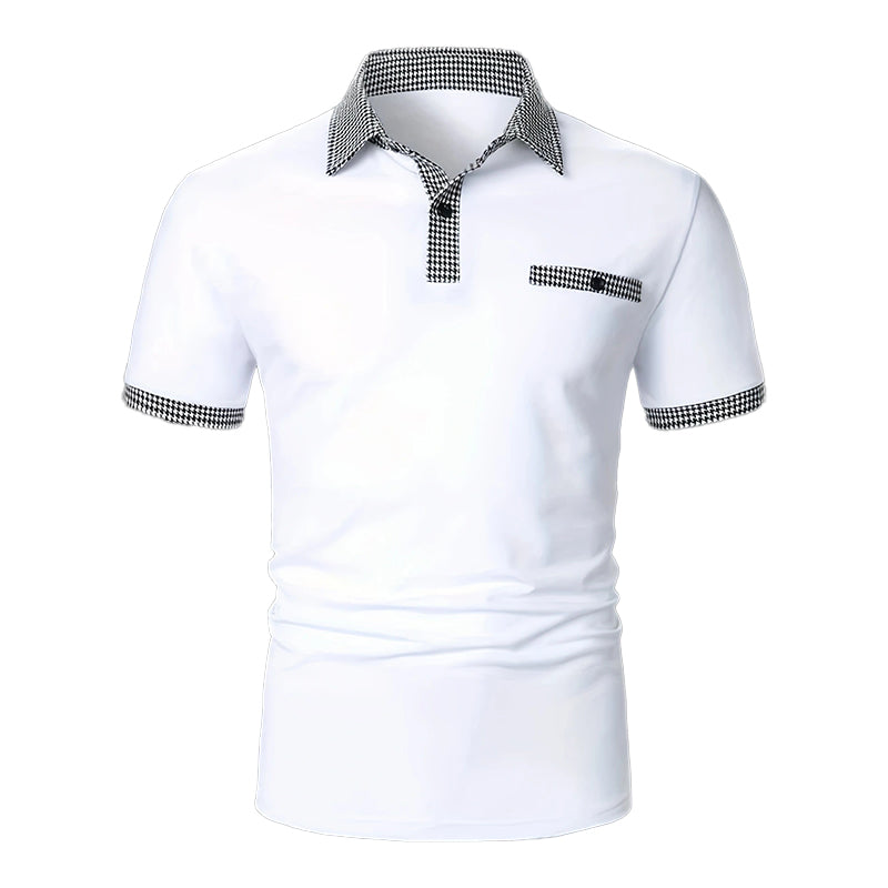 Men's Short-Sleeve Houndstooth Polo Shirt