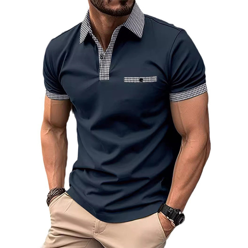 Men's Short-Sleeve Houndstooth Polo Shirt