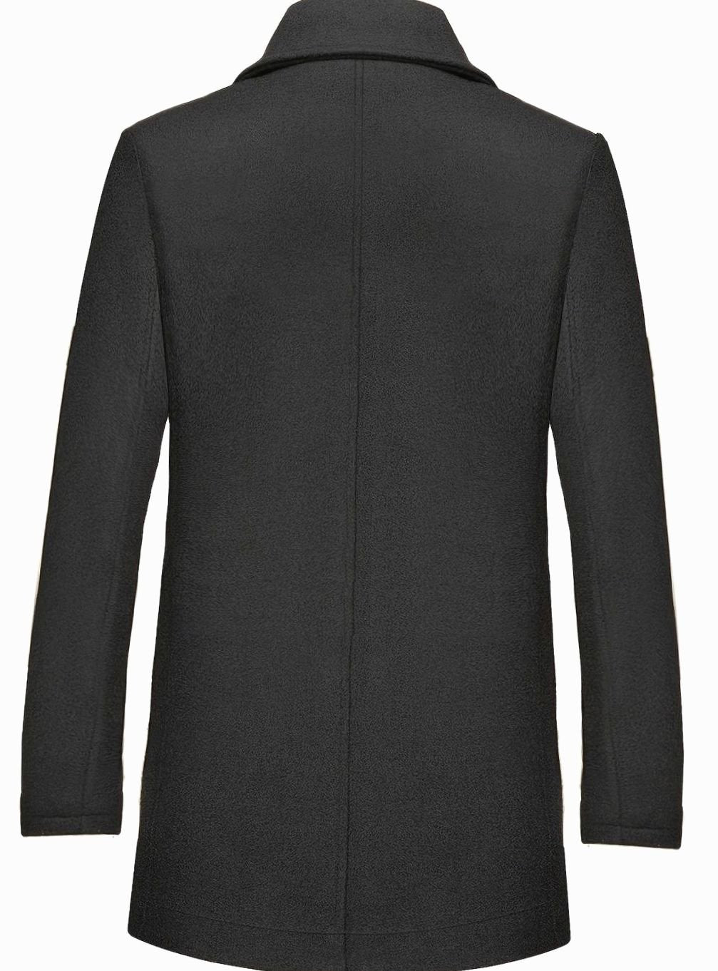 Men's Single-Breasted Wool Overcoat with Tailored Lapel and Scarf