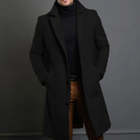 Men's Slim-Fit Single-Breasted Long Winter Coat