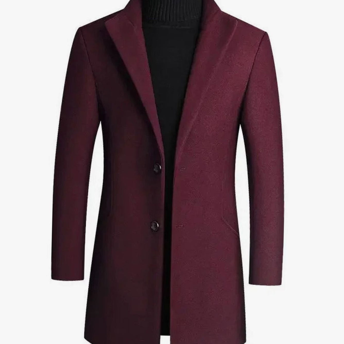 Men's Slim-Fit Wool-Blend Winter Coat with Notch Lapel