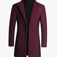 Men's Slim-Fit Wool-Blend Winter Coat with Notch Lapel