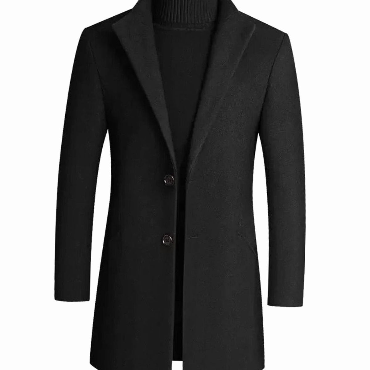Men's Slim-Fit Wool-Blend Winter Coat with Notch Lapel