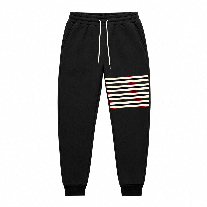 Men's Sporty Jogging Pants with Side Stripe Panel and Drawstring